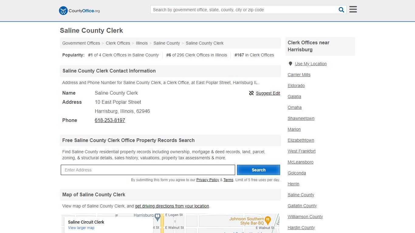 Saline County Clerk - Harrisburg, IL (Address and Phone) - County Office